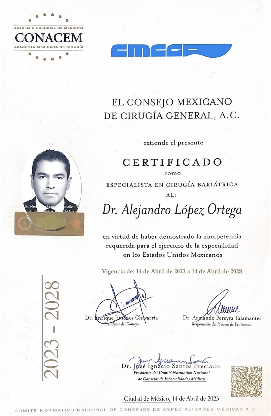 Certificado Cirugía Bariátrica